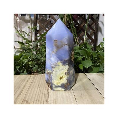 China European Crystal Points Chalcedony Agate Healing Tall Towers For Decoration Blue Agate Towers Points For FengShui for sale