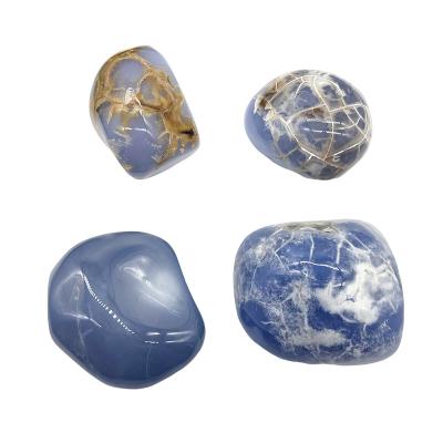 China Europe Color Natural Mixed Blue Chalcedony Stone Irregular Free Form Crystal Agate Rough Polished Stone For Fengshui Decoration for sale