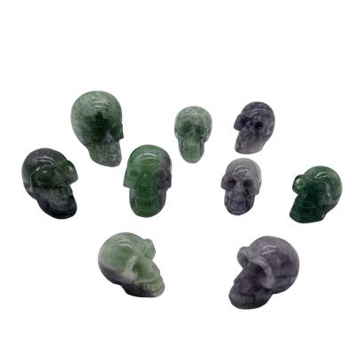 China High Quality Europe Natural Energy Stone Green Fluorite Skulls Open Healing Colored Crystals Fluorite Human Skull For Energy Balance for sale