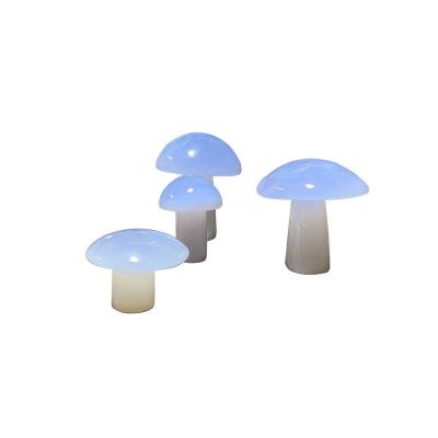 China Europe Crystal Gemstone Chalcedony Mushroom Carved Opens for Home Decoration for sale