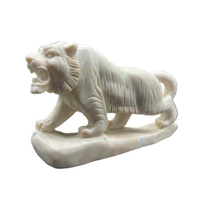 China China natural jade quartz 3d white ivory crystal tiger carving animal crafts for home decorative for sale