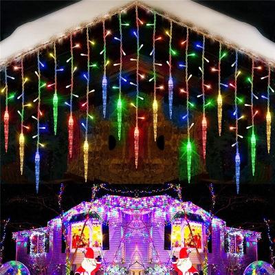 China Outdoor Patio Decor Garden Eaves Fairy Lights New Year Icicle String Lights Garland Curtain LED Waterfall Christmas Lights Icicle Lights for sale