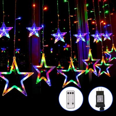 China Hot Selling Amazon Christmas Decoration LED String Icicle Shooting Star Curtain Wall Lights for sale