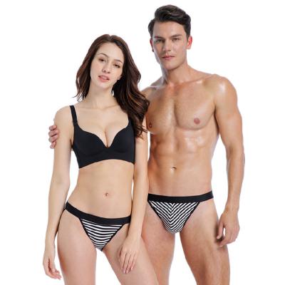 China Factory Manufacture Boxer Shorts And Briefs Cotton Seamless Black Couples Breathable Sexy Underwear for sale