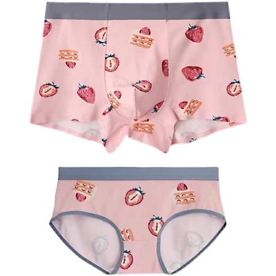 China Solid Color Breathable Cute Cotton Style Good Quality Custom Logo Couples Underwear for sale