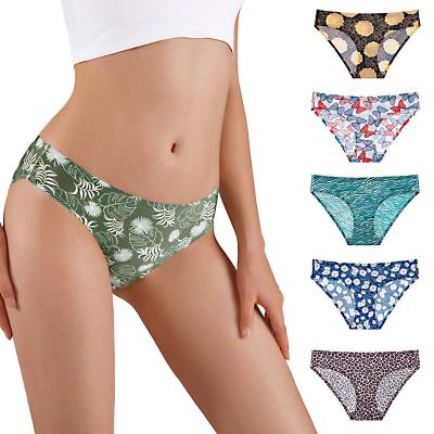 China Breathable 86% Polyester Fiber Low Waist Print Sexy Womens Underwear for sale