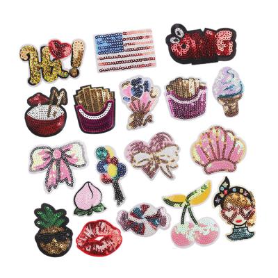 China Cute 3D Cherry Sequin Embroidery Small Mouth /Bowknot Sequin Embroidery Patch for sale