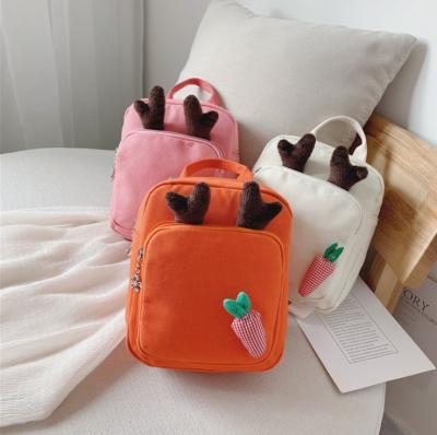 China The Other Korean Cute Antlers Kids Schoolbag Cartoon Carrot Canvas Kids School Backpack for sale