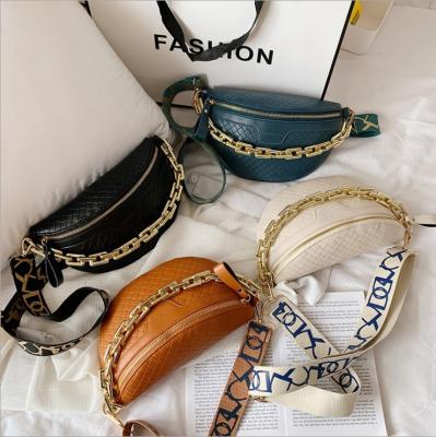 China Fashion Chain Thick Women's Fanny Pack Plaid Waist Bag Leather Chest Bags Designer Handbags for sale