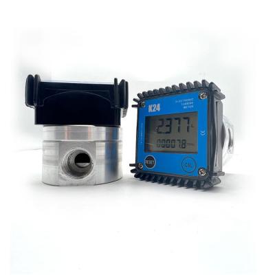 China Mini K24 Digital Liquid Diesel Flow Meter K24 Gasoline Flow Meter High Precision Aluminum Alloy Turbine Measuring Flow Meter for sale