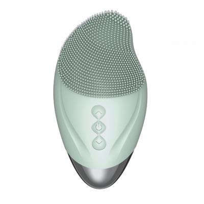 China DEEP CLEANSING Radio Charging Sonic Vibration Electric Silicone Facial Instrument Waterproof Ultrasonic Pore Face Cleansing Brush for sale