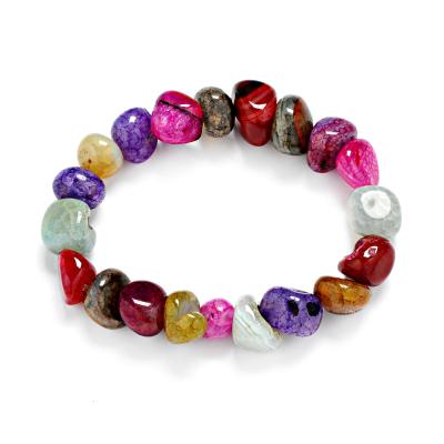 China BOHEMIA Seven Color Random Ice Split Irregular Natural Gemstone Bracelet 10*11mm With Mixed Shape Color Agate Bracelet Jewelry for sale