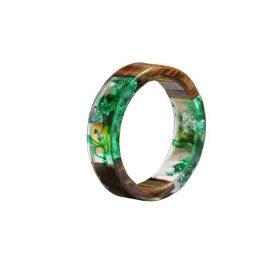 China Foreign trade new CLASSIC wood resin ring diy fresh handmade diy Mori small flowers drip rubber ring jewelry for sale