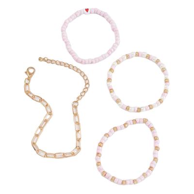 China Simple female Bohemian style fashion alloy rice bead beaded bracelet chain bracelet four pieces for sale