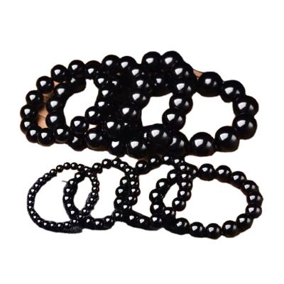 China FASHIONABLE natural auriculite obsidian men and women 6-20mm can be customized simple circle pure black buddha bead crystal string for sale