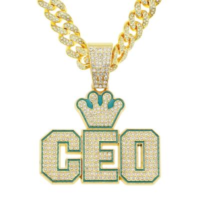 China Chain Cuba Europe And USA Hip Hop Full Of Diamonds Personalized Letter Pendant Necklace Pendant Jewelry for sale