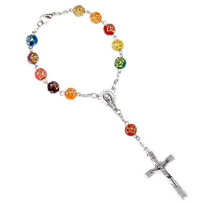 China New Religious Catholic Rosary Bracelets Jesus Crucifixion Bracelet Christ Rosary Bracelet Sublimation Rosary Bracelets for sale