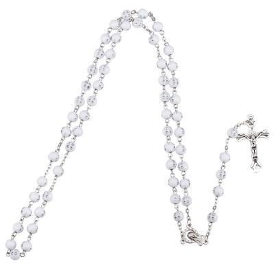 China Long Religious Catholic Cross Necklace Rosary Necklace Sublimation Rosary Necklace Religious Jewelry of Christ Jesus Virgin Mary for sale