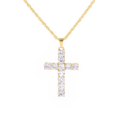 China High Quality Religious CZ Micro Diamond Stainless Steel Chain Christian Religion Jewelry Gold Plated Pave Cross Pendant Necklace Jewelry for sale