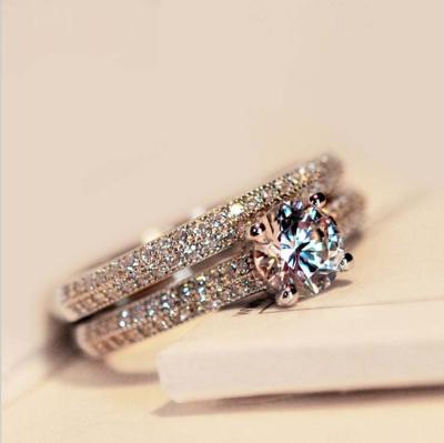 China Vintage Gemstone Diamond Couples Ring Sterling Silver Plated Ladies Men Wedding Bridal Engagement Gift Band Ring for sale