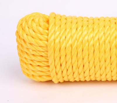 China PP Yellow Color 1/2 Inch Twist Polypropylene Plastic Packing Rope for sale