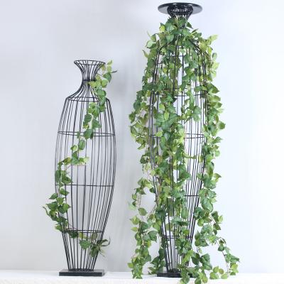 China Best Touch Natural Selling Silk Green Leaves Garland Artificial Rattan Hanging Vines For Wall Decoration for sale