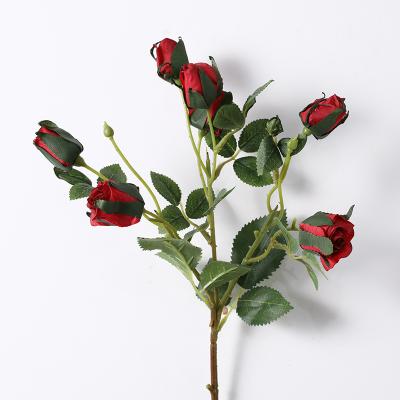 China Eco-friendly Wholesale Fire-roasted Burnt Artificial Flowers Silk Edge Rose Artificial Flowers for sale