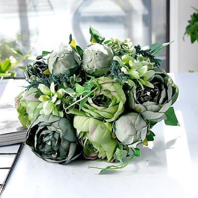 China Eco-friendly Hot Selling European Style 12 Heads Peony Bush Artificial Flowers Peony Bouquets for sale