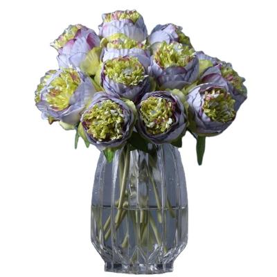 China Amazon Eco-friendly Hot Sale Artificial Flowers Silk Peony Bouquet For Wedding Stake for sale