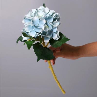 China Silk Single Hydrangea Wedding Real Touch Natural Real Touch Decorative Hydrangea Stem Artificial Flower Wholesale for sale