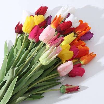 China Soft Latex 5 Heads PU Flower Tulip Artificial Tulip For Home Decoration Natural Touch Real Touch for sale