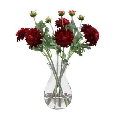 China Eco - Friendly Flocking Stem 2 Heads Real Touch Artificial Dahlia Flower For Home Decor for sale