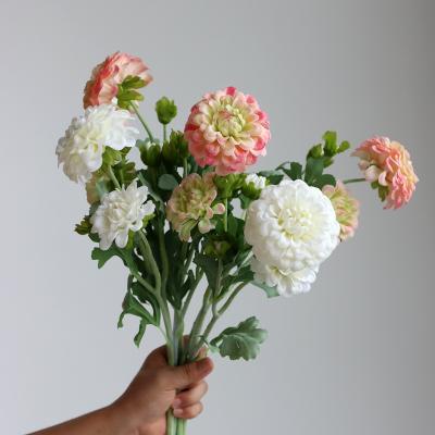 China Hot Sale 5 Heads Eco-friendly Artificial Silk Dahlia Flower Dahlias Silk Flowers For Event Decor for sale