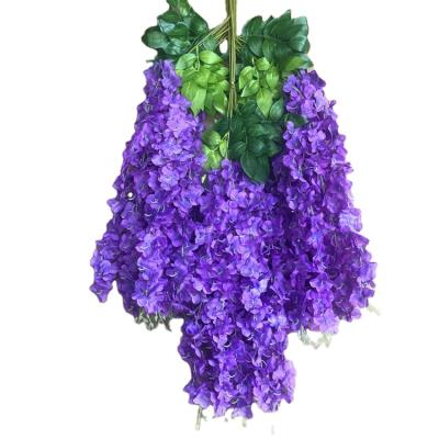 China Eco-friendly Wedding Decoration Plant Wisteria Silk Flowers Hanging Vine Flores Artificial Wisteria for sale