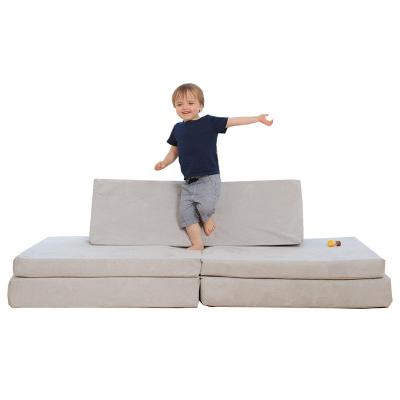 China modern living room sofa foldable play couch, removable microsuede cover, china factory kid's play couch for sale