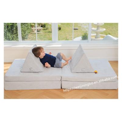 China Modern Child Play Couch 6 PCS Set Modular Play Couch Foam Construction Sofa Living Room Furniture Removable Play Cover for sale