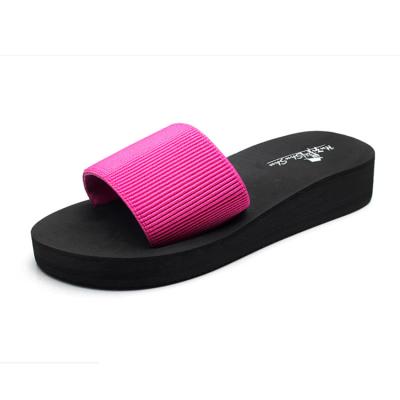 China Custom Wholesale Women's Fashion Summer Trend Wear Resistant Middle Heel Women's Slippers Beach Wear Resistant Anti-Slip for sale