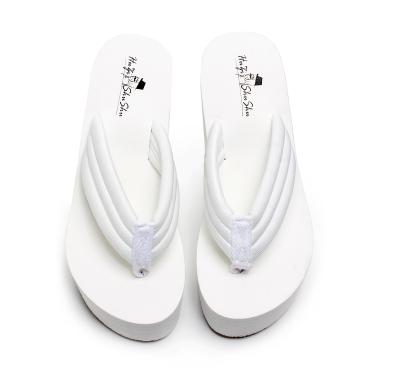 China CUSTOMER REVIEWS (0)‎ Manufacturers Wholesale High Quality Women's Summer Thick Slope Heel Cloth Belt Bottom Beach Shoes Flip Flops for sale