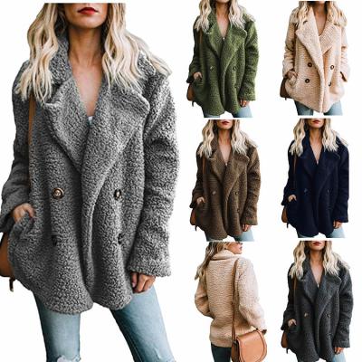 China Viable Women's Fleece Open Front Coat Pockets Outerwear Winter Faux Fur Coat for sale