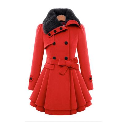 China Fashionable Wholesale Women's Long Jacket With Fur Collar New Winter Warm Trench Coats for sale