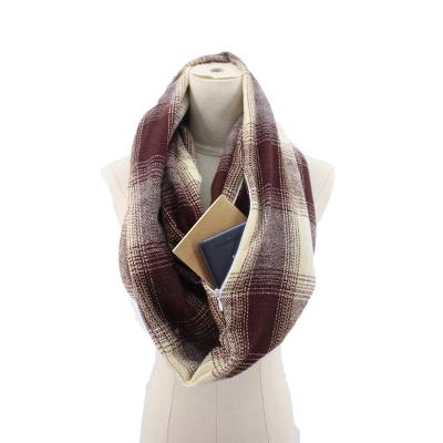 China Wholesale Multifunctional Secret Winter Pocket Fashion Hot Women Acrylic Scarf Loop Knit Infinity Scarf With Pocket for sale