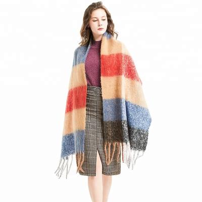 China Wholesale new style acrylic blended cashmere winter shawl cashmere wool and wraps women plaid scarf for sale