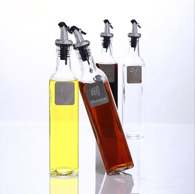 China Olive Oil Bottle Vinegar Sauce Square Cooking Oil 150ML 250ML 500ML Glass Bottle for sale