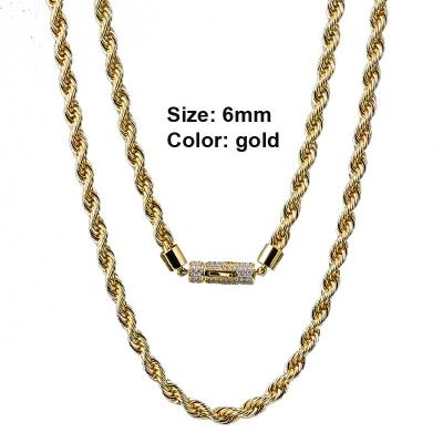 China Custom Wholesale European Hiphop Hip Hop Gold Plated Stainless Steel Cuban Link Rope Chain for sale