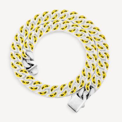 China Wholesale Fashion Hiphop Necklace 12mm Enamel Stainless Steel Restrictor Cuban Link Multicolor Cuban Link Chain for sale