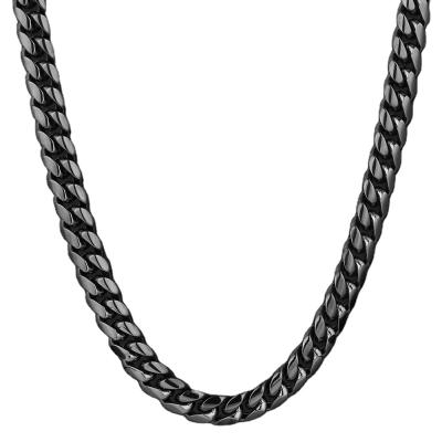 China Non-fading 10mm Mens Hiphop Stainless Steel Jewelry Gold Silver Cuban Chain Rainbow Plated Hip Hop Cuban Link Chain Necklace for sale