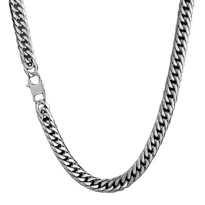 China 10mm Mens Stainless Steel 316 Curb Jewelry 6 Sides Polished Gold Non-fading Silver Plated Hip Hop Cuban Link Chain Necklace for sale