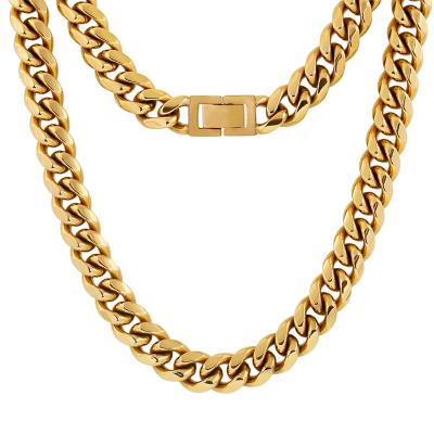 China Wholesale Custom Hiphop Hiphop 18K Gold Plated Iced Out Cuban Link Jewelry Chain Necklace for sale