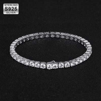 China 925 Sterling Silver Diamond 4mm Tennis Cubic Zirconia Style 5A Non-fading Chain Circle Charms Bracelet For Women for sale