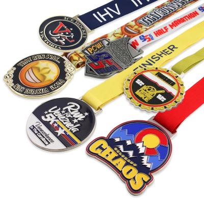 China 2021 Europe size quality enamel metal medal holder, custom sports metal medal with printer ribbon for sale